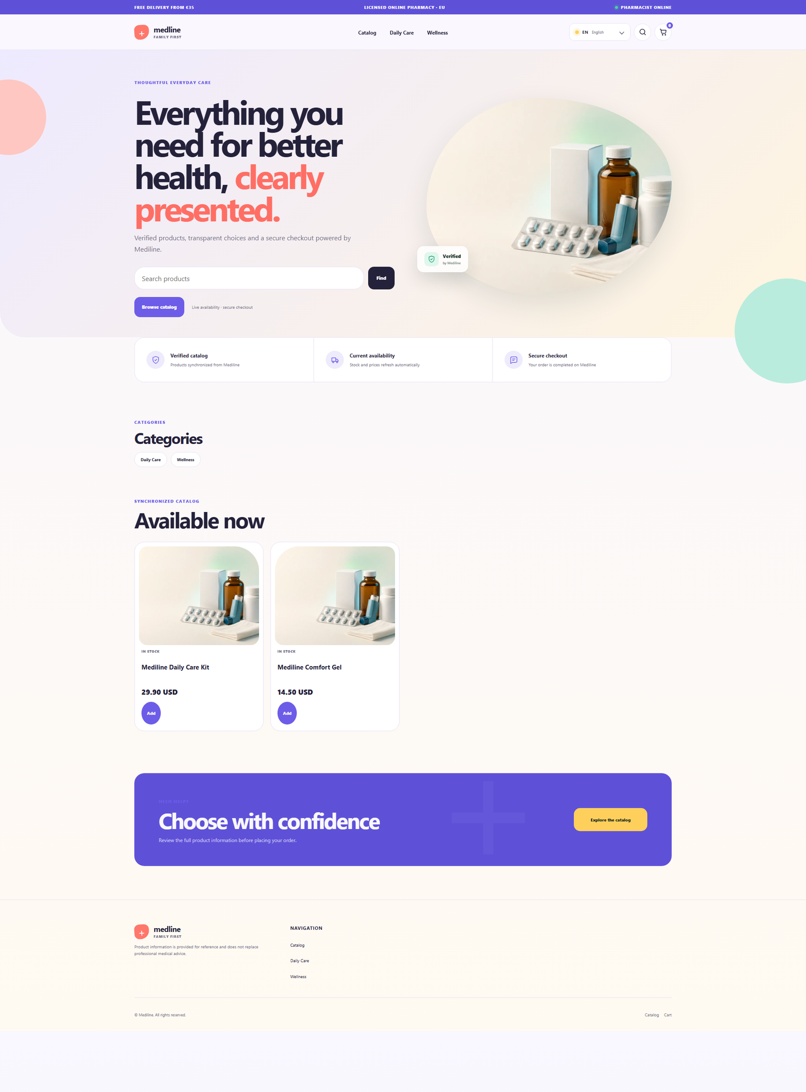 Mediline Bloom storefront preview