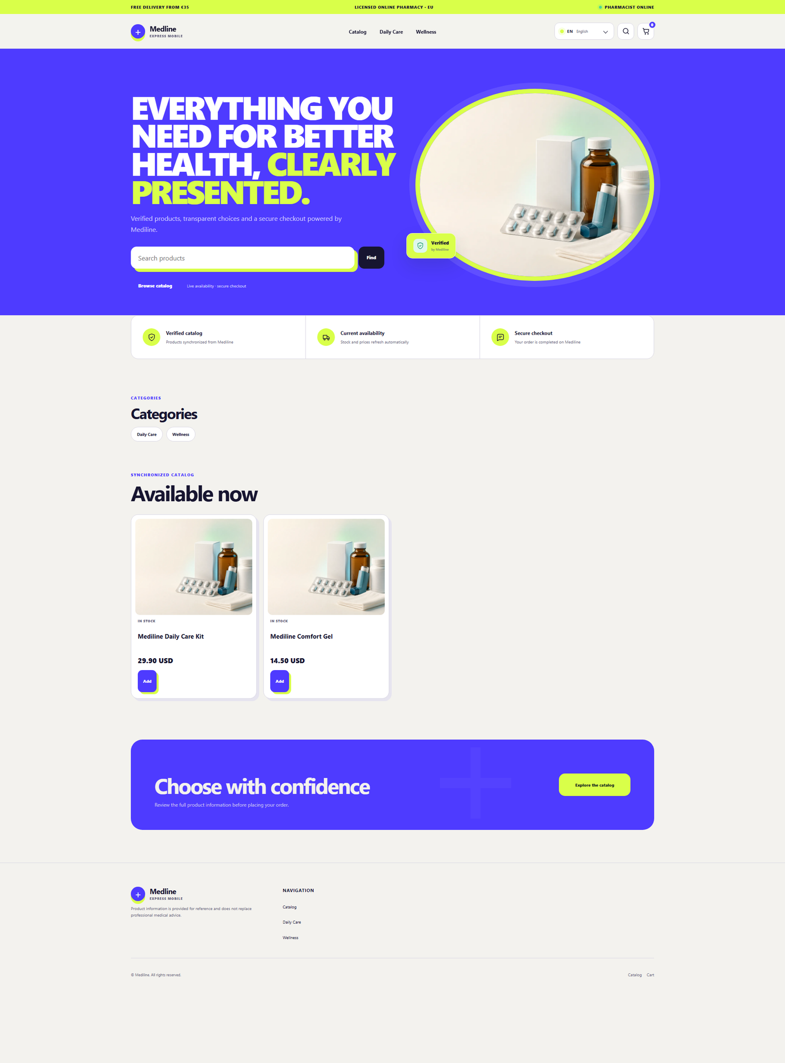 Mediline Pulse storefront preview