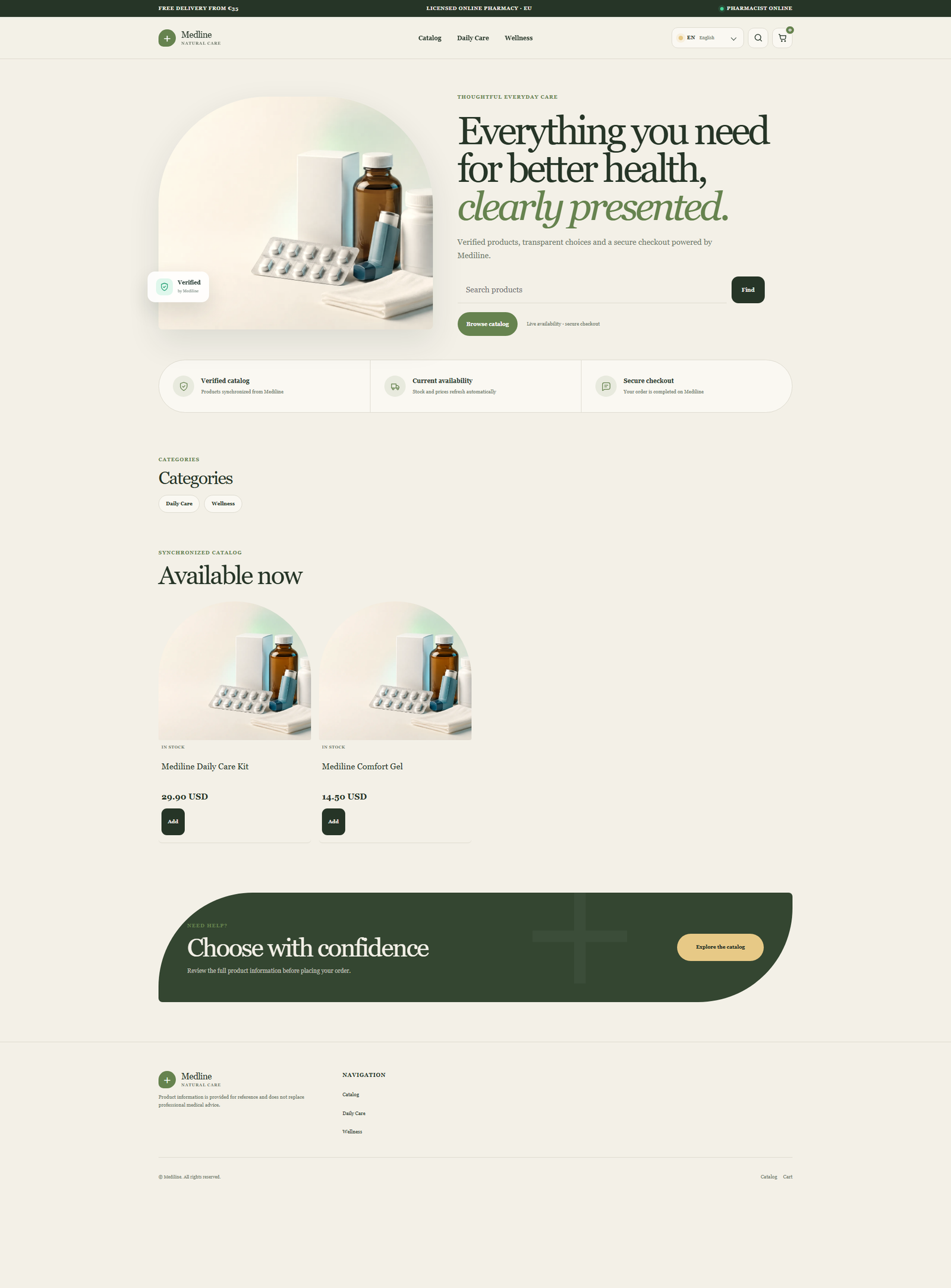 Mediline Verde storefront preview